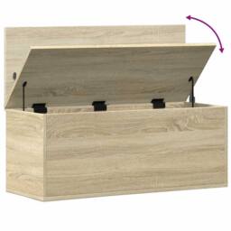 Berkfield Home Storage Box Sonoma Oak 90x35x35 cm Engineered Wood in Natural - Size: 90 x 35 x 35 cm - thumbnail 8