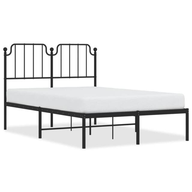 Berkfield Home Metal Bed Frame with Headboard Black 120x190 cm Small Double - image 1