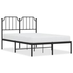 Berkfield Home Metal Bed Frame with Headboard Black 120x190 cm Small Double - thumbnail 1