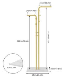 FORGEVIO Gold Double Pole Garment Rack Coat Stand With Marble Base - thumbnail 2
