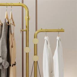 FORGEVIO Gold Double Pole Garment Rack Coat Stand With Marble Base - thumbnail 4