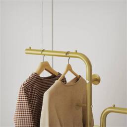 FORGEVIO Gold Double Pole Garment Rack Coat Stand With Marble Base - thumbnail 3