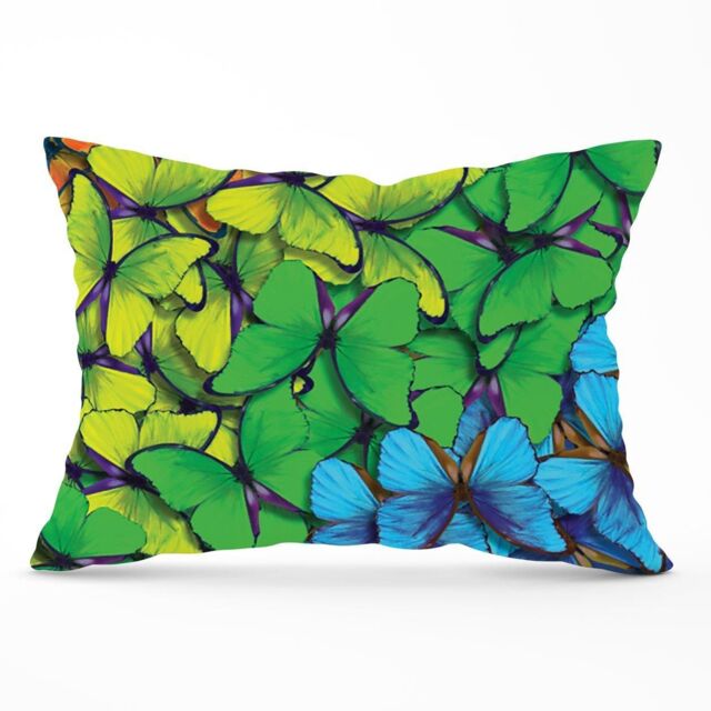 Warren Reed - Designer Multicoloured Butterflies Cushions in Green - Size: 60 cm x 60 cm - image 1