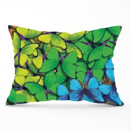 Warren Reed - Designer Multicoloured Butterflies Cushions in Green - Size: 60 cm x 60 cm - thumbnail 1