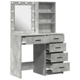 Berkfield Home 2 Piece Dressing Table Set with LED Concrete Grey Engineered Wood - thumbnail 6