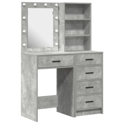 Berkfield Home 2 Piece Dressing Table Set with LED Concrete Grey Engineered Wood - thumbnail 2