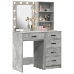 Berkfield Home 2 Piece Dressing Table Set with LED Concrete Grey Engineered Wood - thumbnail 3