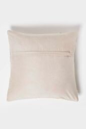 Homescapes Cream & Grey Leather Cushion 45 x 45 cm - Size: 45 cm x 45 cm - thumbnail 3