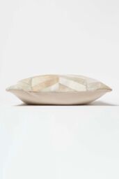 Homescapes Cream & Grey Leather Cushion 45 x 45 cm - Size: 45 cm x 45 cm - thumbnail 4