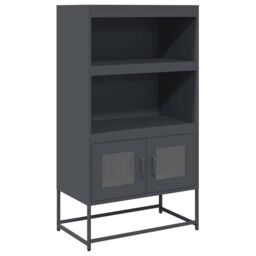 Berkfield Home Highboard Anthracite 68x39x123 cm Steel in Black - Size: 68 x 39 x 123 cm - thumbnail 2
