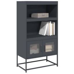 Berkfield Home Highboard Anthracite 68x39x123 cm Steel in Black - Size: 68 x 39 x 123 cm - thumbnail 1