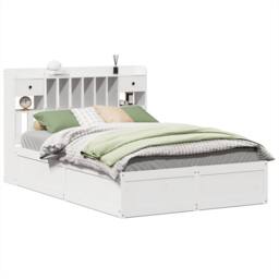 Berkfield Home Beautiful Bed Frame without Mattress White 140x190 cm Solid Wood Pine - thumbnail 3