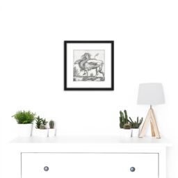 Artery8 Schongauer Griffin Mythical Creature Engraving 8X8 Inch Square Wooden Framed Wall Art Print Picture with Mount in Black - thumbnail 2