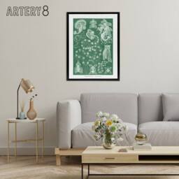 "Artery8 Siphonophorae Vintage Marine Haeckel Botanical Framed Canvas Wall Art in Green - Size: W12"" x H16""" - thumbnail 3
