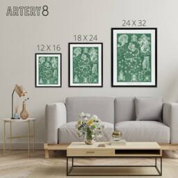 "Artery8 Siphonophorae Vintage Marine Haeckel Botanical Framed Canvas Wall Art in Green - Size: W12"" x H16""" - thumbnail 4
