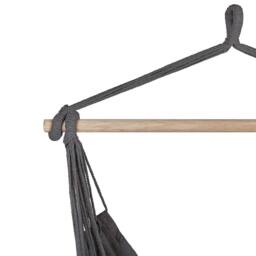 Wyld and Coco Hanging Hammock Chair Grey Cotton Woven Boho Tassel Armchair - thumbnail 6