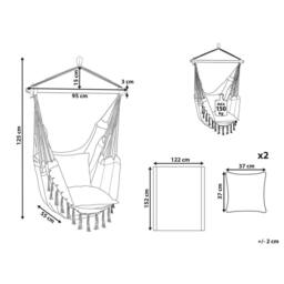 Wyld and Coco Hanging Hammock Chair Grey Cotton Woven Boho Tassel Armchair - thumbnail 3