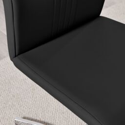 FurnitureboxUK Set of 2 Willow Contemporary Z Shaped Faux Leather Dining Chairs With Silver Chrome Metal Legs in Black - thumbnail 4