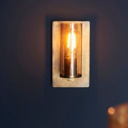 Loops Antique Brass Patina Wall Lamp Light & Champagne Glass Shade - 10W E27 LED in Clear - thumbnail 5