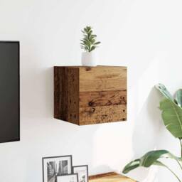 Berkfield Home Wall Mounted TV Cabinet Old Wood 30.5x30x30 cm in Brown - thumbnail 3