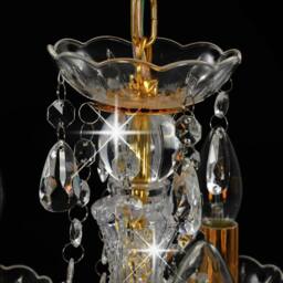 Berkfield Home Chandelier with Crystal Beads Golden Round 5 x E14 in Gold - thumbnail 7