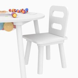 Xample Children Table & 2 Chairs with Storage Kids Bedroom Furniture Playroom Bedroom in White - thumbnail 4