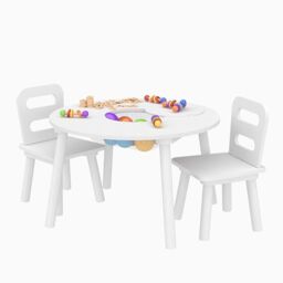 Xample Children Table & 2 Chairs with Storage Kids Bedroom Furniture Playroom Bedroom in White - thumbnail 3