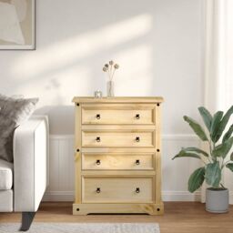 Berkfield Home Chest of Drawers Corona 92x48x120 cm Solid Wood Pine in Brown - Size: 92 x 48 x 120 cm - thumbnail 3