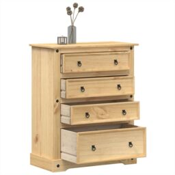 Berkfield Home Chest of Drawers Corona 92x48x120 cm Solid Wood Pine in Brown - Size: 92 x 48 x 120 cm