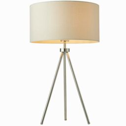 Loops 2 PACK Modern Tripod Table Lamp Chrome & Ivory Shade Slim Leg Bedside Desk Light - thumbnail 2