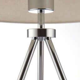 Loops 2 PACK Modern Tripod Table Lamp Chrome & Ivory Shade Slim Leg Bedside Desk Light - thumbnail 5