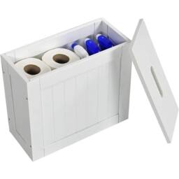 Nordara PVC Slimline Bathroom Shaker Unit Toilet Roll Storage Box in White - thumbnail 1