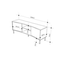 FWStyle 2 Door Ash Green Curved TV Unit Stand - thumbnail 5