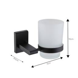 Showerdrape Unity Black Steel & Frosted Glass Wall Mounted Toothbrush Holder - thumbnail 2