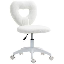 HOMCOM Armless Heart Desk Chair, Makeup Vanity Chair for Home, White - thumbnail 2
