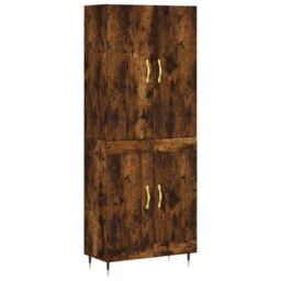 Berkfield Home Highboard Smoked Oak 69.5x34x180 cm Engineered Wood in Brown - thumbnail 2