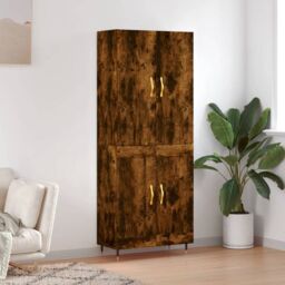 Berkfield Home Highboard Smoked Oak 69.5x34x180 cm Engineered Wood in Brown - thumbnail 1