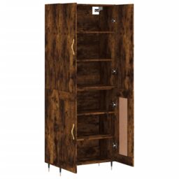 Berkfield Home Highboard Smoked Oak 69.5x34x180 cm Engineered Wood in Brown - thumbnail 4