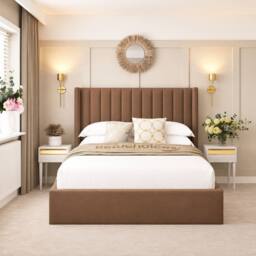 "Bed Choices Madison Upholstered Bed Frame with 54"" Headboard in Taupe - Size: Single" - thumbnail 2