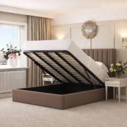 "Bed Choices Madison Upholstered Bed Frame with 54"" Headboard in Taupe - Size: Single" - thumbnail 4