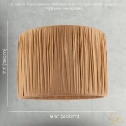 Happy Homewares Classic & Vintage Brown Folded & Tapered Paper Pendant Lamp Shade - thumbnail 7