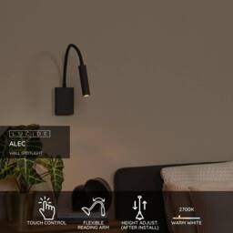 Netlighting Lucide ALEC Wall spotlight LED G9 1x3W 2700K Black - thumbnail 2