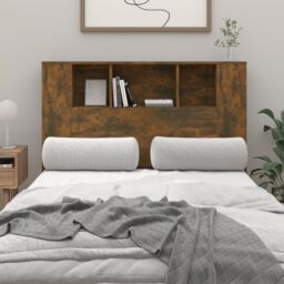 Berkfield Home Headboard Cabinet Smoked Oak 120x18.5x104.5 cm in Brown - thumbnail 1