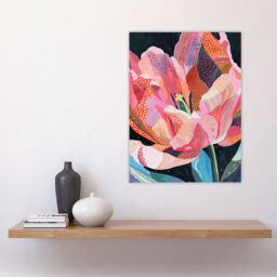 "Artery8 Pink Trumpet Lily Flower Colourful Folk Patterns Wall Art Print - Size: W18"" x H24""" - thumbnail 4