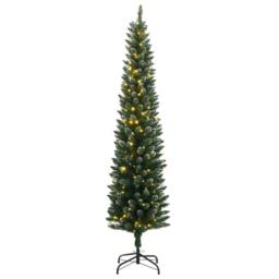 Berkfield Home Realistic Artificial Slim Christmas Tree 150 LEDs 120 cm in Green - thumbnail 3