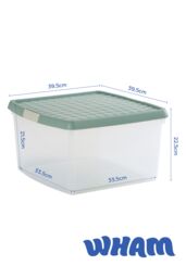 Wham Clip 3x 25.5L Square Plastic Storage Boxes with Clip Lock Lids in Green - thumbnail 6