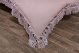 Rapport Home Tia Trellis Tasseled Duvet Cover Set with Pillowcase in Dusty Pink - Size: Double - thumbnail 3