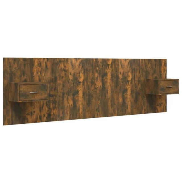 Berkfield Home Bed Headboard with Cabinets Smoked Oak Engineered Wood in Brown - image 1