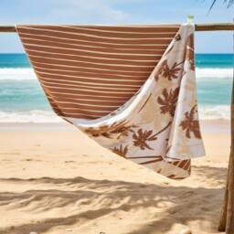 LARANGE Beach Towel Bag Microfiber Waffle Double-Sided 160 X 80 in Brown - thumbnail 6