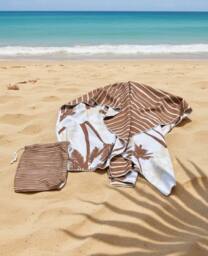 LARANGE Beach Towel Bag Microfiber Waffle Double-Sided 160 X 80 in Brown - thumbnail 4
